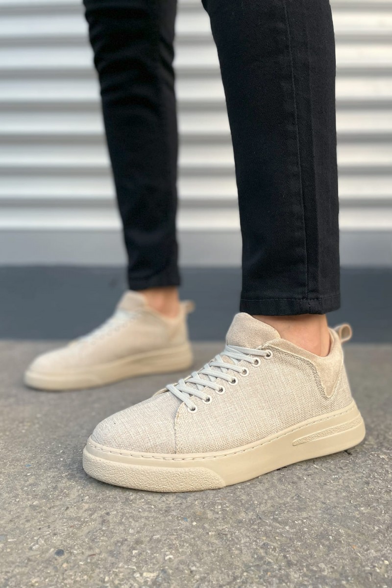 JY204 Flex Bağcıklı Keten Kumaş Erkek Günlük Sneaker Ayakkabı KKT - Krem JY204 Flex Bağcıklı Keten Kumaş Erkek Günlük Sneaker Ayakkabı KKT - Krem