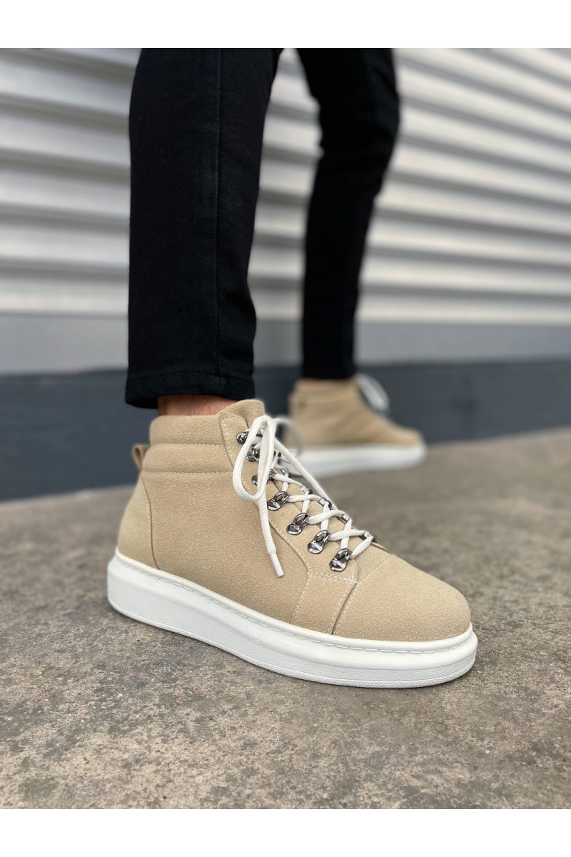 JY206 Ottawa Bağcıklı Ortopedik Taban Süet Erkek Spor Bot SBT - Krem