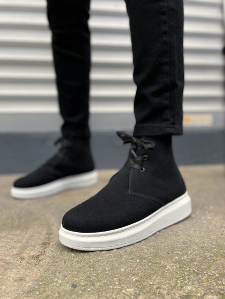 JY207 Oslo Bağcıklı Ortopedik Taban Süet Erkek Spor Bot SBT - Siyah