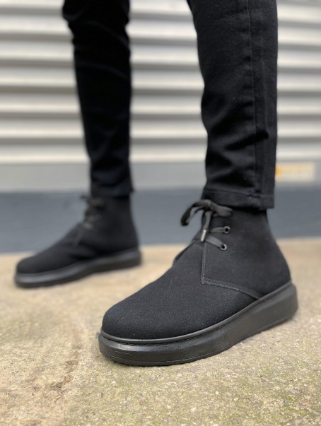 JY207 Oslo Bağcıklı Ortopedik Taban Süet Erkek Spor Bot SST - Siyah