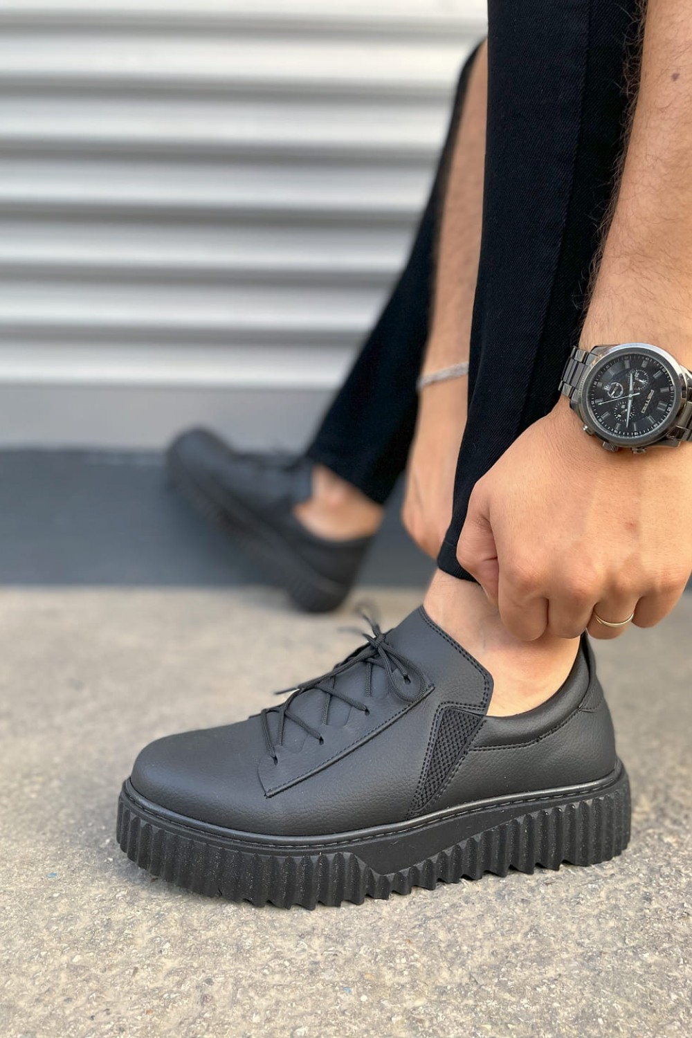 JY502 Bold Bağcıklı Cilt Erkek Günlük Sneaker Ayakkabı CST - Siyah JY502 Bold Bağcıklı Cilt Erkek Günlük Sneaker Ayakkabı CST - Siyah