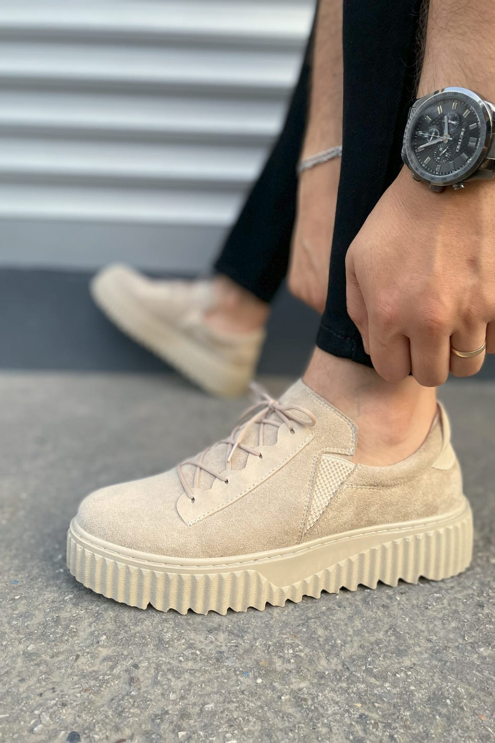 JY502 Bold Bağcıklı Süet Erkek Günlük Sneaker Ayakkabı SKT - Krem JY502 Bold Bağcıklı Süet Erkek Günlük Sneaker Ayakkabı SKT - Krem