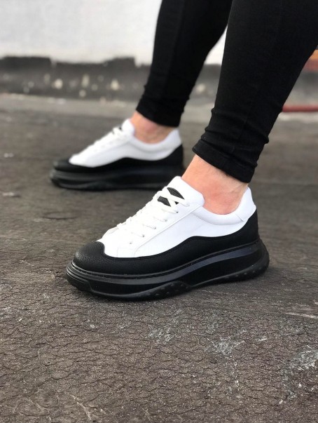 JY507 Alone Bağcıklı Cilt Erkek Günlük Sneaker Ayakkabı CST Beyaz/Siyah