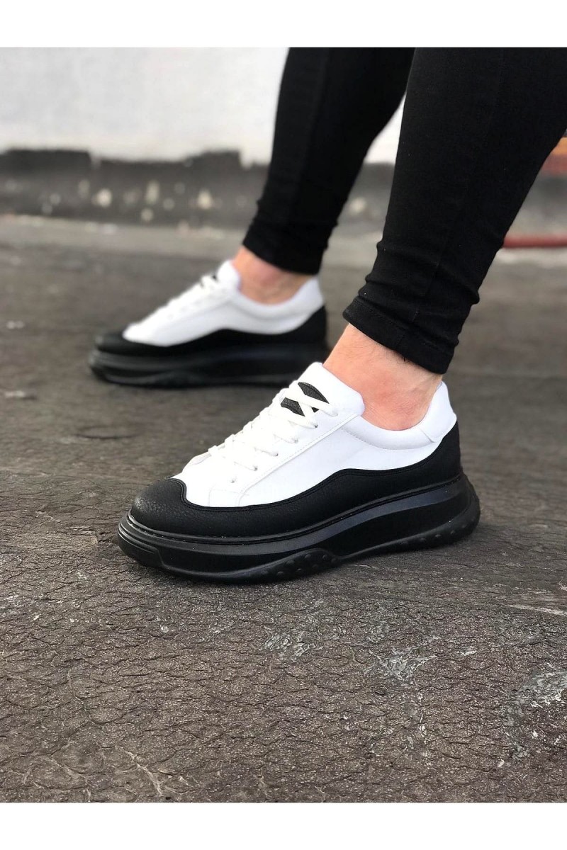JY507 Alone Bağcıklı Cilt Erkek Günlük Sneaker Ayakkabı CST Beyaz/Siyah