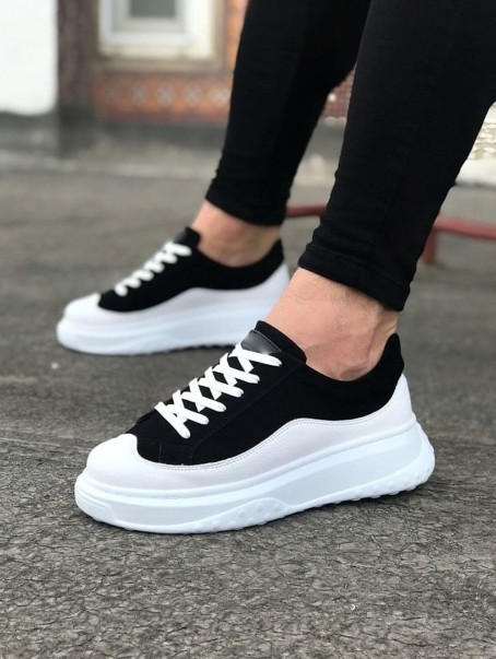 JY507 Alone Bağcıklı Süet Cilt Erkek Günlük Sneaker Ayakkabı SCBT Siyah/Beyaz