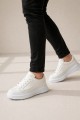 JY507 Dara Bağcıklı Cilt Erkek Günlük Sneaker Ayakkabı CBT Beyaz