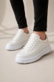 JY507 Dara Bağcıklı Cilt Erkek Günlük Sneaker Ayakkabı CBT Beyaz