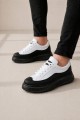 JY507 Dara Bağcıklı Cilt Erkek Günlük Sneaker Ayakkabı CST Beyaz/Siyah