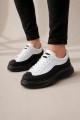 JY507 Dara Bağcıklı Cilt Erkek Günlük Sneaker Ayakkabı CST Beyaz/Siyah