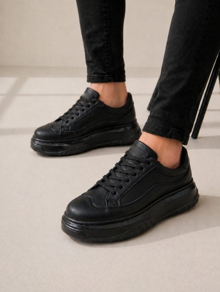 JY507 Dara Bağcıklı Cilt Erkek Günlük Sneaker Ayakkabı CST Siyah JY507 Dara Bağcıklı Cilt Erkek Günlük Sneaker Ayakkabı CST Siyah