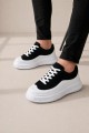 JY507 Dara Bağcıklı Süet Cilt Erkek Günlük Sneaker Ayakkabı SCBT Siyah/Beyaz