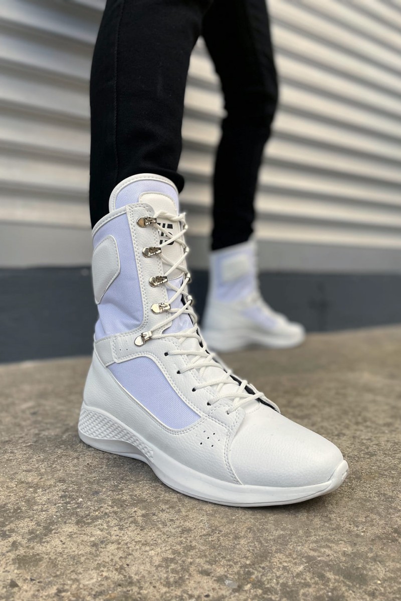 JY799 Verton Bağcıklı Ortopedik Taban Günlük Cilt Erkek Askeri Postal Bot CBT Beyaz