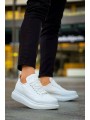 JY814 Axel Bağcıklı Cilt Erkek Günlük Sneaker Ayakkabı CBT Beyaz