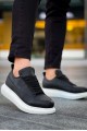 JY814 Axel Bağcıklı Cilt Erkek Günlük Sneaker Ayakkabı CBT Siyah