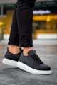 JY814 Axel Bağcıklı Cilt Erkek Günlük Sneaker Ayakkabı CBT Siyah