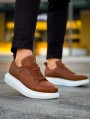 JY814 Axel Bağcıklı Cilt Erkek Günlük Sneaker Ayakkabı CBT Taba