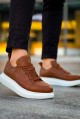 JY814 Axel Bağcıklı Cilt Erkek Günlük Sneaker Ayakkabı CBT Taba