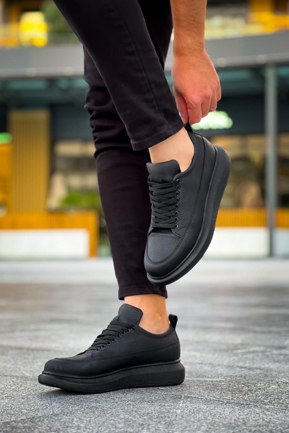 JY814 Axel Bağcıklı Cilt Erkek Günlük Sneaker Ayakkabı CST Siyah JY814 Axel Bağcıklı Cilt Erkek Günlük Sneaker Ayakkabı CST Siyah