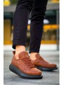 JY814 Axel Bağcıklı Cilt Erkek Günlük Sneaker Ayakkabı CST Taba