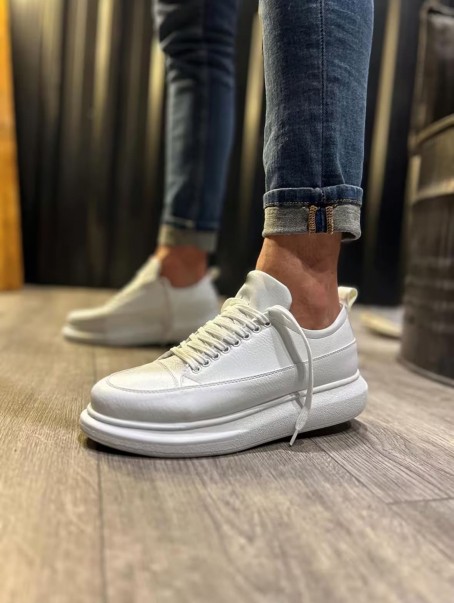 JY914 Drake Bağcıklı Cilt Erkek Günlük Sneaker Ayakkabı CBT Beyaz