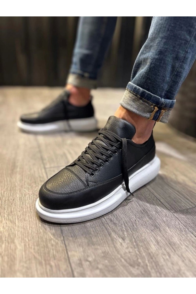 JY914 Drake Bağcıklı Cilt Erkek Günlük Sneaker Ayakkabı CBT Siyah