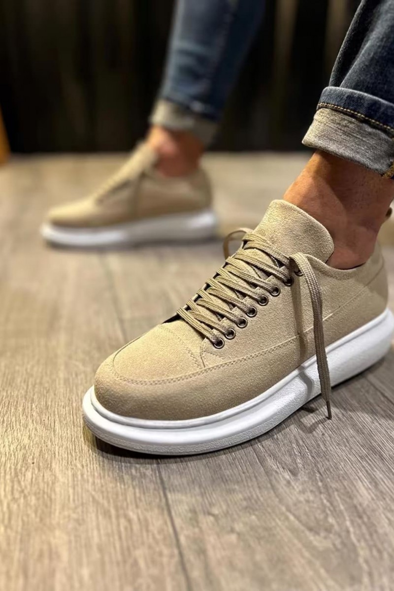 JY914 Drake Bağcıklı Süet Erkek Günlük Sneaker Ayakkabı SBT Krem