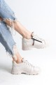 AGATHA Bağcıklı Fermuarlı Ortopedik Taban Kadın Sneaker Spor Ayakkabı CKT - Krem AGATHA Bağcıklı Fermuarlı Ortopedik Taban Kadın Sneaker Spor Ayakkabı CKT - Krem