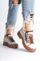 AGATHA Bağcıklı Fermuarlı Ortopedik Taban Kadın Sneaker Spor Ayakkabı CTT - Krem AGATHA Bağcıklı Fermuarlı Ortopedik Taban Kadın Sneaker Spor Ayakkabı CTT - Krem