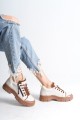 AGATHA Bağcıklı Fermuarlı Ortopedik Taban Kadın Sneaker Spor Ayakkabı CTT - Krem AGATHA Bağcıklı Fermuarlı Ortopedik Taban Kadın Sneaker Spor Ayakkabı CTT - Krem