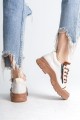 AGATHA Bağcıklı Fermuarlı Ortopedik Taban Kadın Sneaker Spor Ayakkabı CTT - Krem AGATHA Bağcıklı Fermuarlı Ortopedik Taban Kadın Sneaker Spor Ayakkabı CTT - Krem