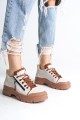 AGATHA Bağcıklı Fermuarlı Ortopedik Taban Kadın Sneaker Spor Ayakkabı CTT - Krem AGATHA Bağcıklı Fermuarlı Ortopedik Taban Kadın Sneaker Spor Ayakkabı CTT - Krem