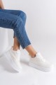 ALESSI Bağcıklı Ortopedik Taban Kadın Sneaker Spor Ayakkabı BT - Kırık Beyaz ALESSI Bağcıklı Ortopedik Taban Kadın Sneaker Spor Ayakkabı BT - Kırık Beyaz