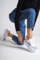 ALESSI Bağcıklı Ortopedik Taban Kadın Sneaker Spor Ayakkabı CBT - Beyaz/Mavi/Fuşya ALESSI Bağcıklı Ortopedik Taban Kadın Sneaker Spor Ayakkabı CBT - Beyaz/Mavi/Fuşya