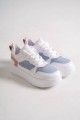 ALESSI Bağcıklı Ortopedik Taban Kadın Sneaker Spor Ayakkabı CBT - Beyaz/Mavi/Fuşya ALESSI Bağcıklı Ortopedik Taban Kadın Sneaker Spor Ayakkabı CBT - Beyaz/Mavi/Fuşya