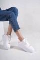 ALESSI Bağcıklı Ortopedik Taban Kadın Sneaker Spor Ayakkabı CBT - Beyaz/Turuncu ALESSI Bağcıklı Ortopedik Taban Kadın Sneaker Spor Ayakkabı CBT - Beyaz/Turuncu