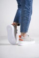 ALESSI Bağcıklı Ortopedik Taban Kadın Sneaker Spor Ayakkabı CBT - Gri/Turuncu ALESSI Bağcıklı Ortopedik Taban Kadın Sneaker Spor Ayakkabı CBT - Gri/Turuncu