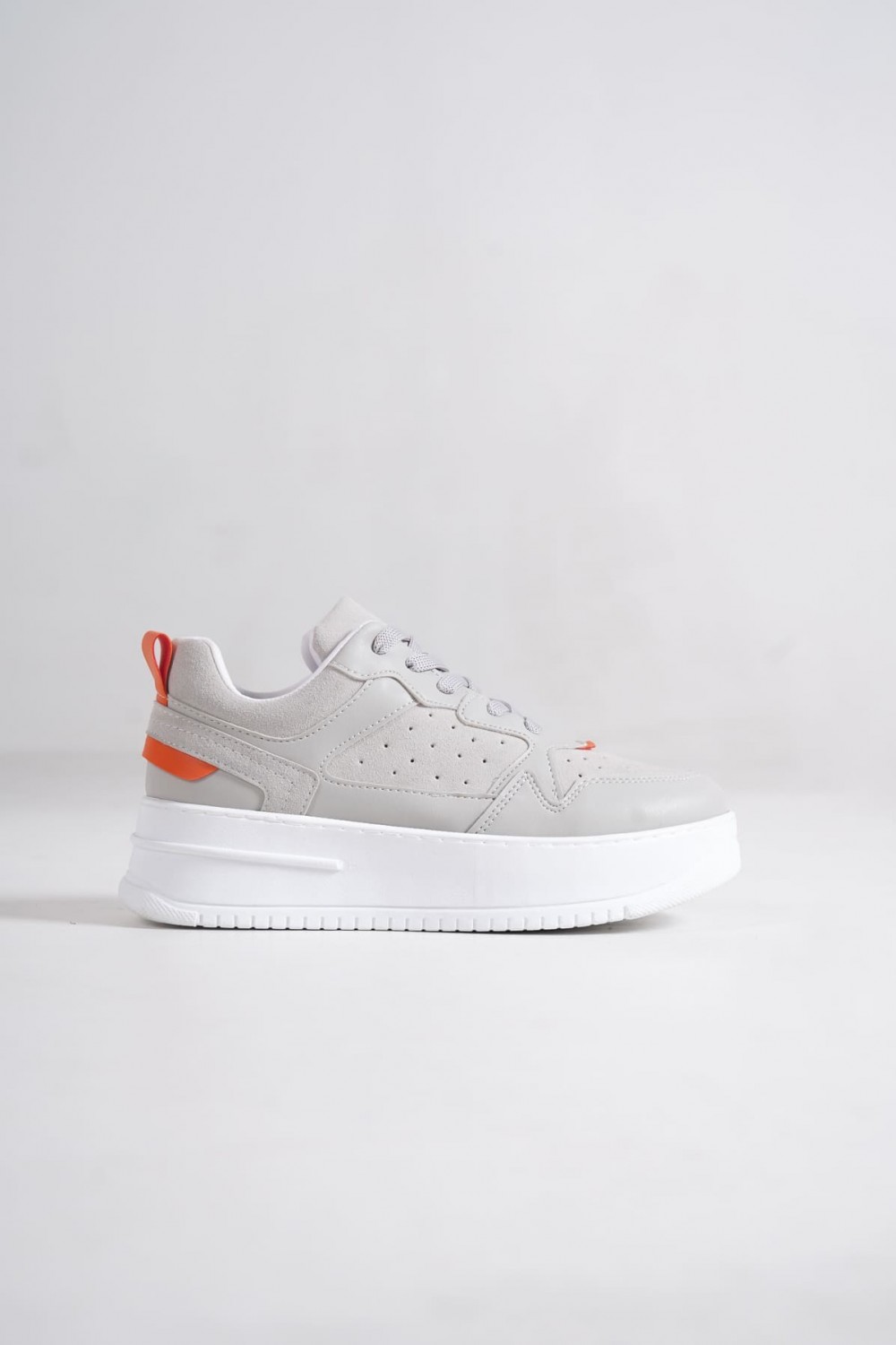 ALESSI Bağcıklı Ortopedik Taban Kadın Sneaker Spor Ayakkabı CBT - Gri/Turuncu ALESSI Bağcıklı Ortopedik Taban Kadın Sneaker Spor Ayakkabı CBT - Gri/Turuncu