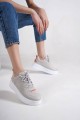 ALESSI Bağcıklı Ortopedik Taban Kadın Sneaker Spor Ayakkabı CBT - Gri/Turuncu ALESSI Bağcıklı Ortopedik Taban Kadın Sneaker Spor Ayakkabı CBT - Gri/Turuncu