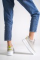 ALESSI Bağcıklı Ortopedik Taban Kadın Sneaker Spor Ayakkabı CBT - Gri/Yeşil ALESSI Bağcıklı Ortopedik Taban Kadın Sneaker Spor Ayakkabı CBT - Gri/Yeşil