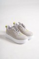 ALESSI Bağcıklı Ortopedik Taban Kadın Sneaker Spor Ayakkabı CBT - Gri/Yeşil ALESSI Bağcıklı Ortopedik Taban Kadın Sneaker Spor Ayakkabı CBT - Gri/Yeşil