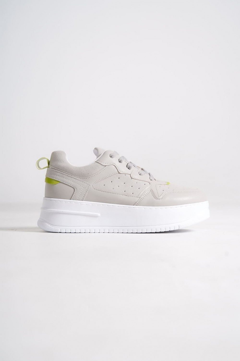ALESSI Bağcıklı Ortopedik Taban Kadın Sneaker Spor Ayakkabı CBT - Gri/Yeşil ALESSI Bağcıklı Ortopedik Taban Kadın Sneaker Spor Ayakkabı CBT - Gri/Yeşil