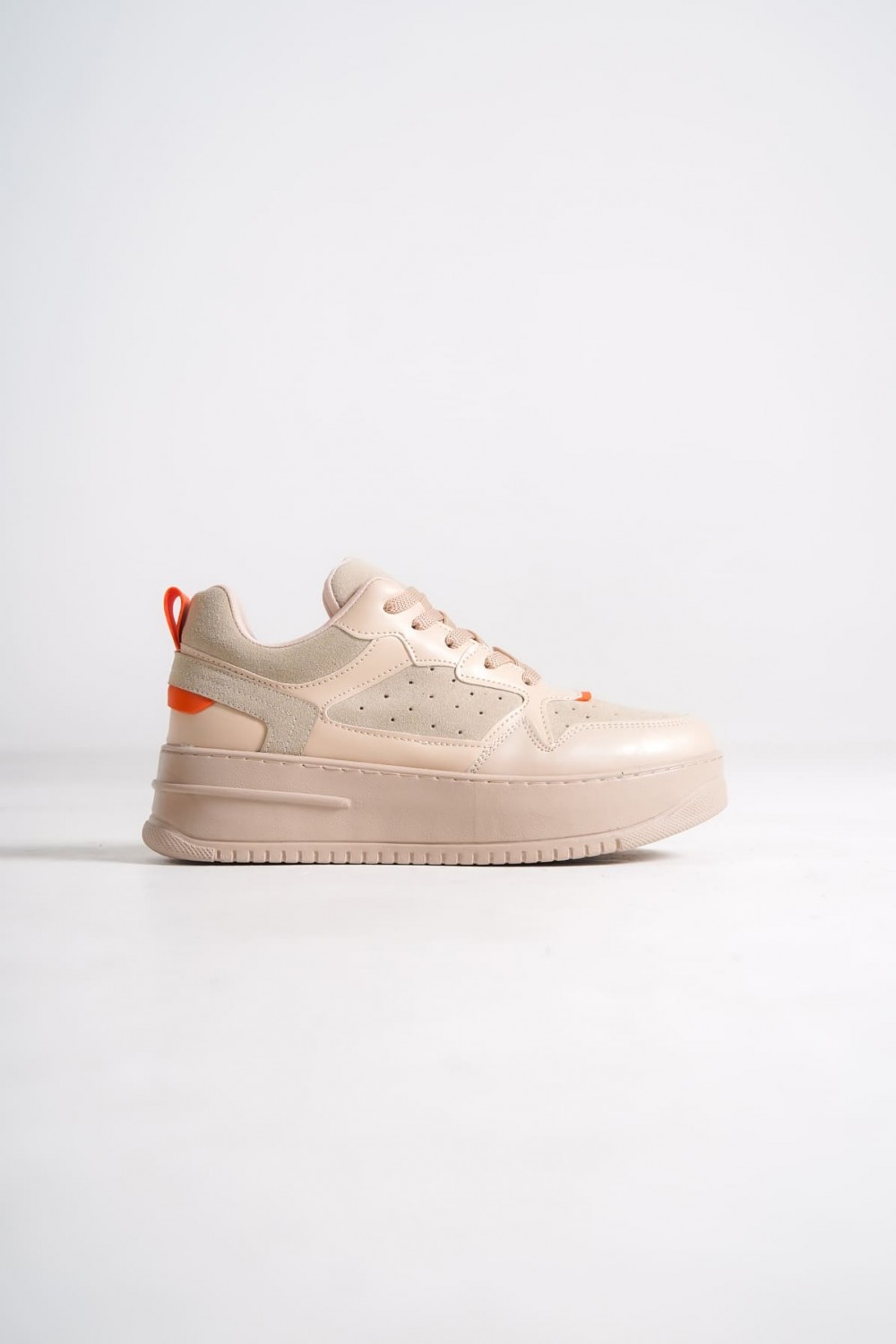 ALESSI Bağcıklı Ortopedik Taban Kadın Sneaker Spor Ayakkabı CTT - Ten/Turuncu ALESSI Bağcıklı Ortopedik Taban Kadın Sneaker Spor Ayakkabı CTT - Ten/Turuncu