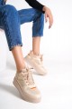 ALESSI Bağcıklı Ortopedik Taban Kadın Sneaker Spor Ayakkabı CTT - Ten/Turuncu ALESSI Bağcıklı Ortopedik Taban Kadın Sneaker Spor Ayakkabı CTT - Ten/Turuncu