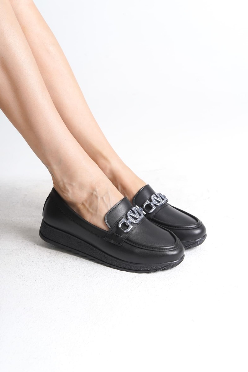 ANNA Ortopedik Rahat Taban Toka Detaylı Klasik Kadın Babet Anne Ayakkabısı  CST - Siyah ANNA Ortopedik Rahat Taban Toka Detaylı Klasik Kadın Babet Anne Ayakkabısı  CST - Siyah