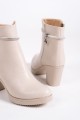 ARIA Fermuarlı Ortopedik Taban Taşlı Topuklu Kadın Bot  CKT - Krem - XML Bayilik ve Dropshipping