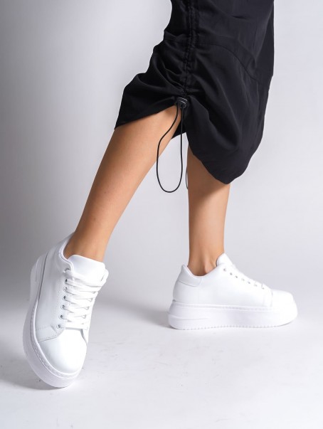 BIANA Bağcıklı Ortopedik Taban Kadın Sneaker Spor Ayakkabı  CBT - Beyaz