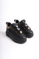 BRIANNA Bağcıklı Ortopedik Taban Renkli Taş Dekorlu Kadın Sneaker Spor Ayakkabı CST - Siyah/Altın BRIANNA Bağcıklı Ortopedik Taban Renkli Taş Dekorlu Kadın Sneaker Spor Ayakkabı CST - Siyah/Altın