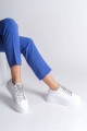 DELLA Bağcıklı Ortopedik Taban Taşlı Kadın Sneaker Spor Ayakkabı CBT - Beyaz DELLA Bağcıklı Ortopedik Taban Taşlı Kadın Sneaker Spor Ayakkabı CBT - Beyaz