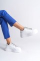DELLA Bağcıklı Ortopedik Taban Taşlı Kadın Sneaker Spor Ayakkabı CBT - Beyaz DELLA Bağcıklı Ortopedik Taban Taşlı Kadın Sneaker Spor Ayakkabı CBT - Beyaz