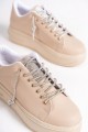 DELLA Bağcıklı Ortopedik Taban Taşlı Kadın Sneaker Spor Ayakkabı CTT - Ten DELLA Bağcıklı Ortopedik Taban Taşlı Kadın Sneaker Spor Ayakkabı CTT - Ten